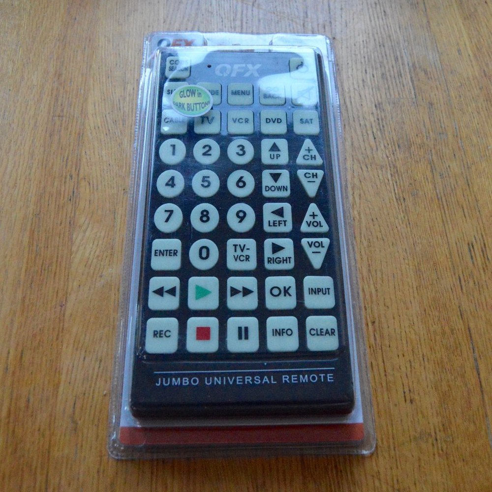 New in Box QFX Large Universal Remote with Glow in the Dark Buttons